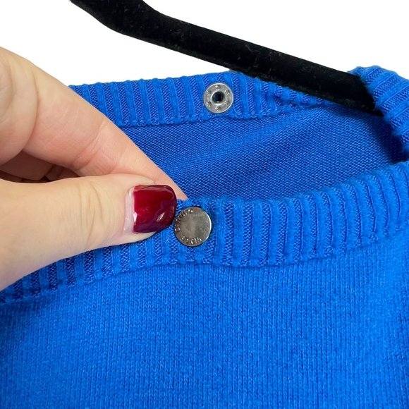 NWT Vince Camuto Button Up Shoulder Blue Boat Neck Neck SZ S - Picture 4 of 8